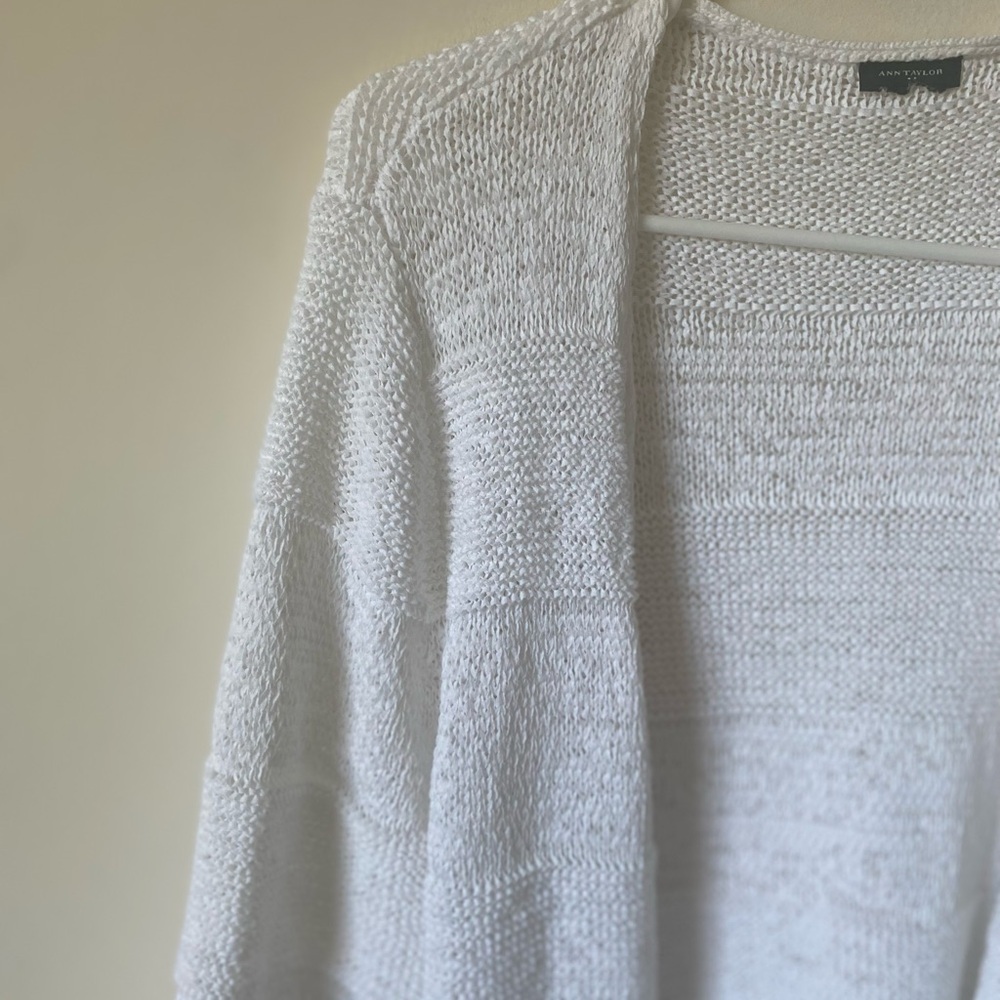 Ann Taylor White Textured Cardigan - Picture 2 of 7